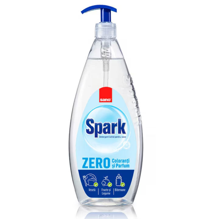 Detergent vase Sano Spark cu pompita 1 l Zero (fără parfum)