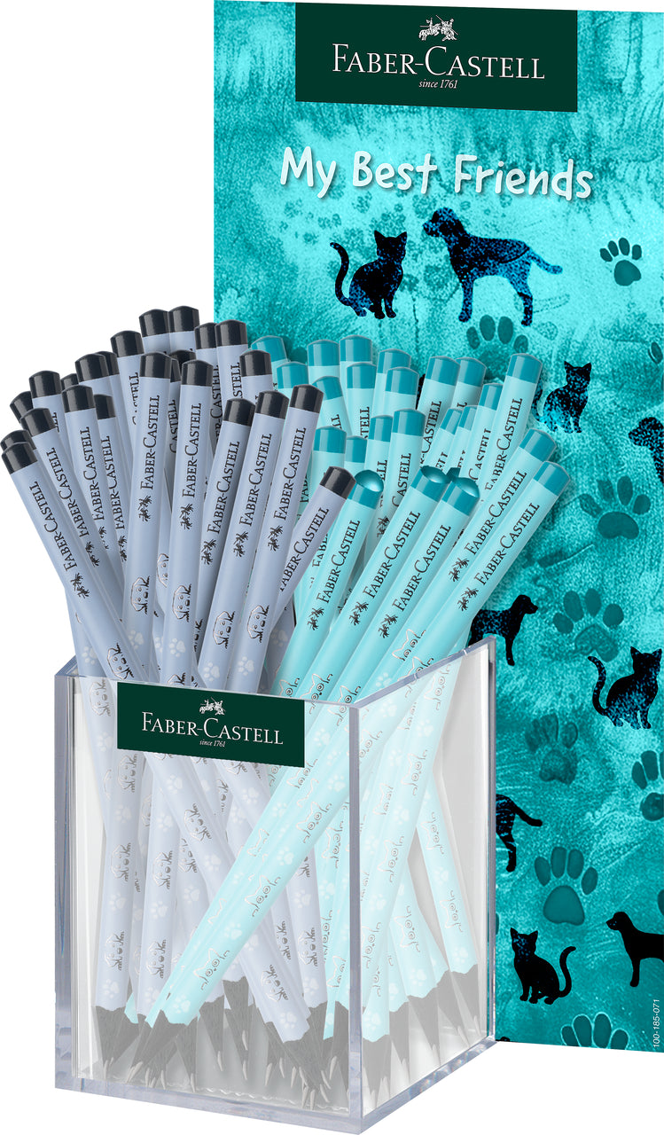 Display 48 Creioane Grafit HB Lemn Negru Căței și Pisici Faber-Castell