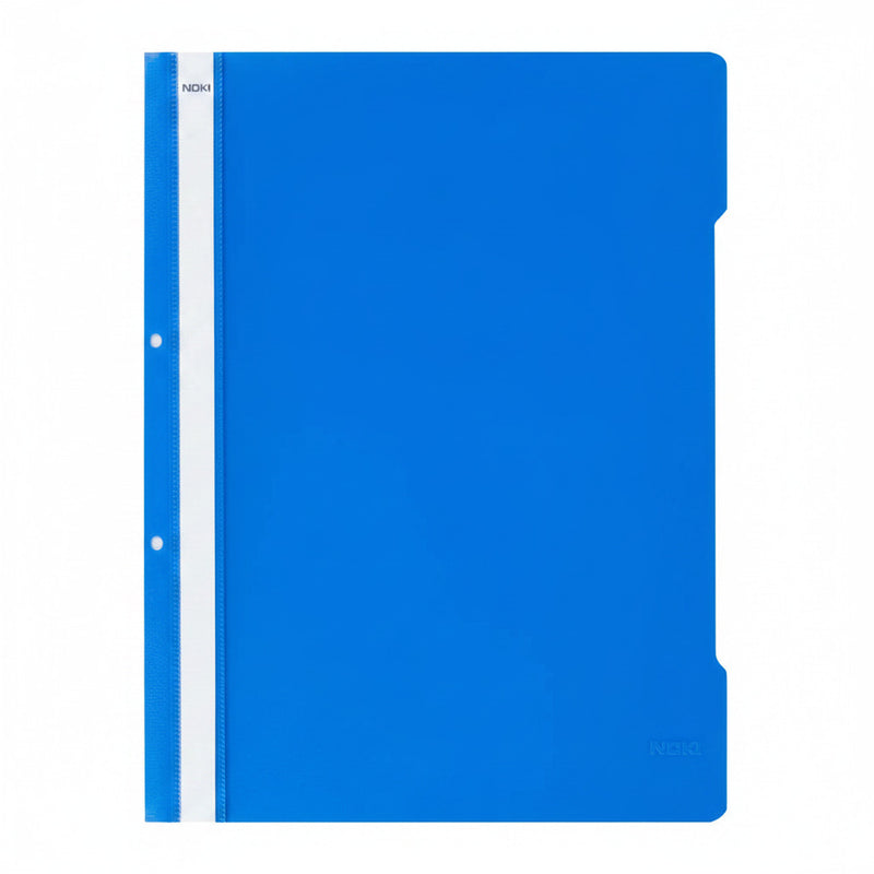 Dosar plastic cu șină și găuri albastru cobalt NOKI format A4
