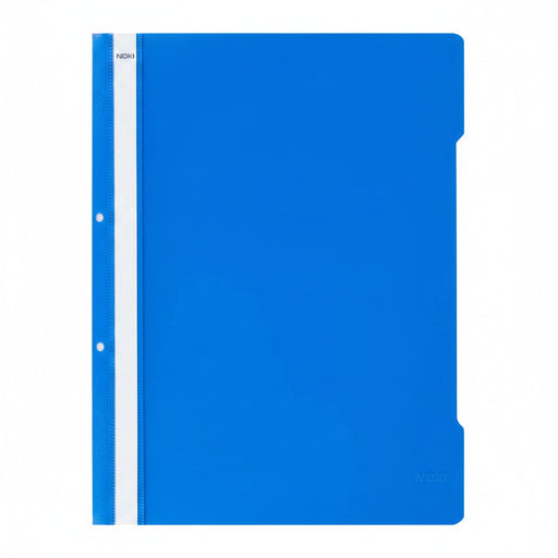 Dosar plastic cu șină și găuri albastru cobalt NOKI format A4