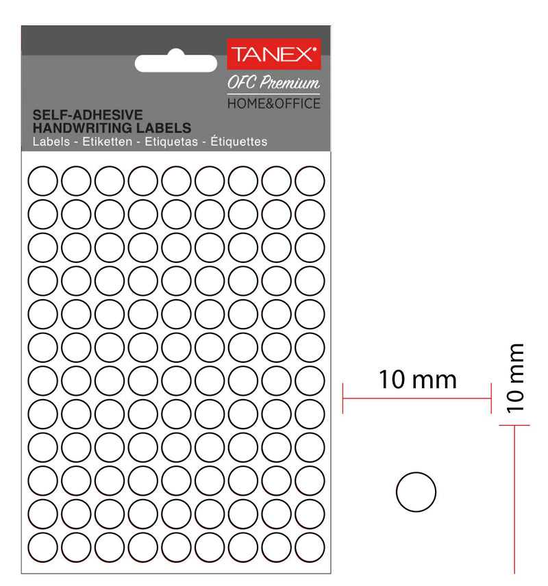 Etichete Autoadezive Rotunde Ø 10 mm Albe 1080 buc/Tiplă - Tanex