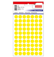 Etichete autoadezive rotunde Tanex, diametru Ø 13 mm, culoare galbene, 350 buc/tiplă