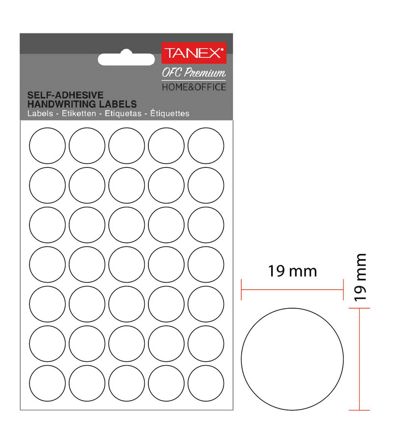 Etichete Autoadezive Rotunde Ø 19 mm Albe 350 buc/Tiplă - Tanex
