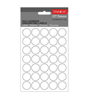 Etichete autoadezive rotunde Tanex, diametru Ø 19 mm, culoare albe, 350 buc/tiplă