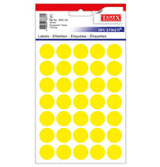 Etichete autoadezive rotunde Tanex, diametru Ø 19 mm, culoare galbene, 175 buc/tiplă