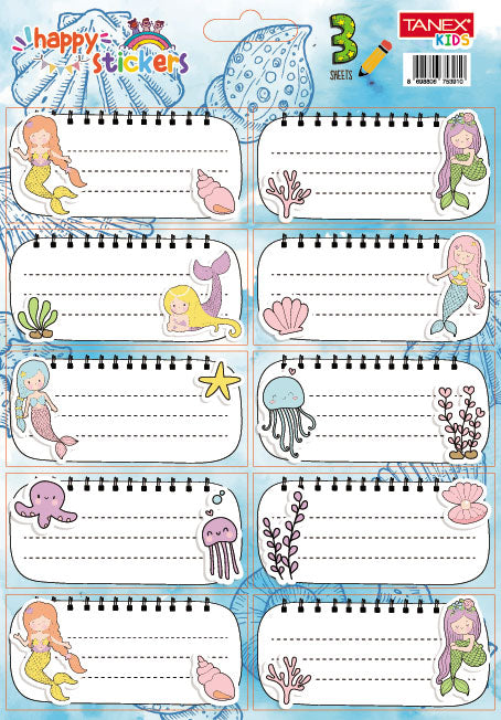 Etichete Școlare Mermaids TLS-828 30 buc Tanex