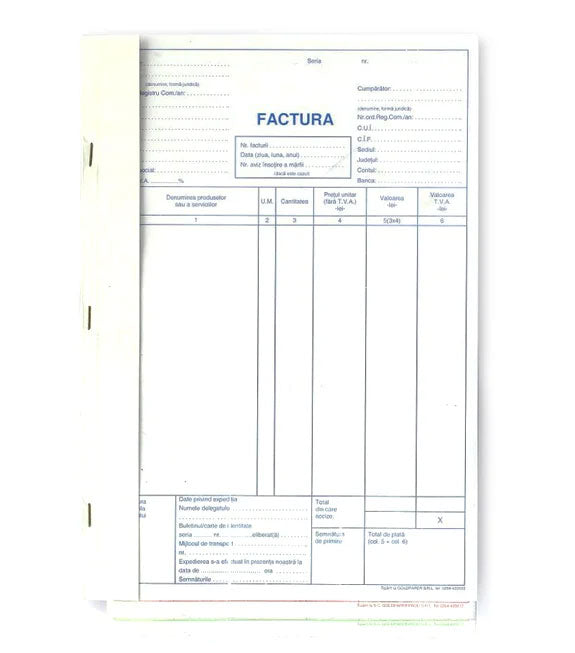 Factură A4 3 Exemplare Autocopiativă Gold 150 file Calitate verificată
