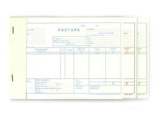 Factură A5 Cu TVA Gold Autocopiativă 3 Exemplare Nebo