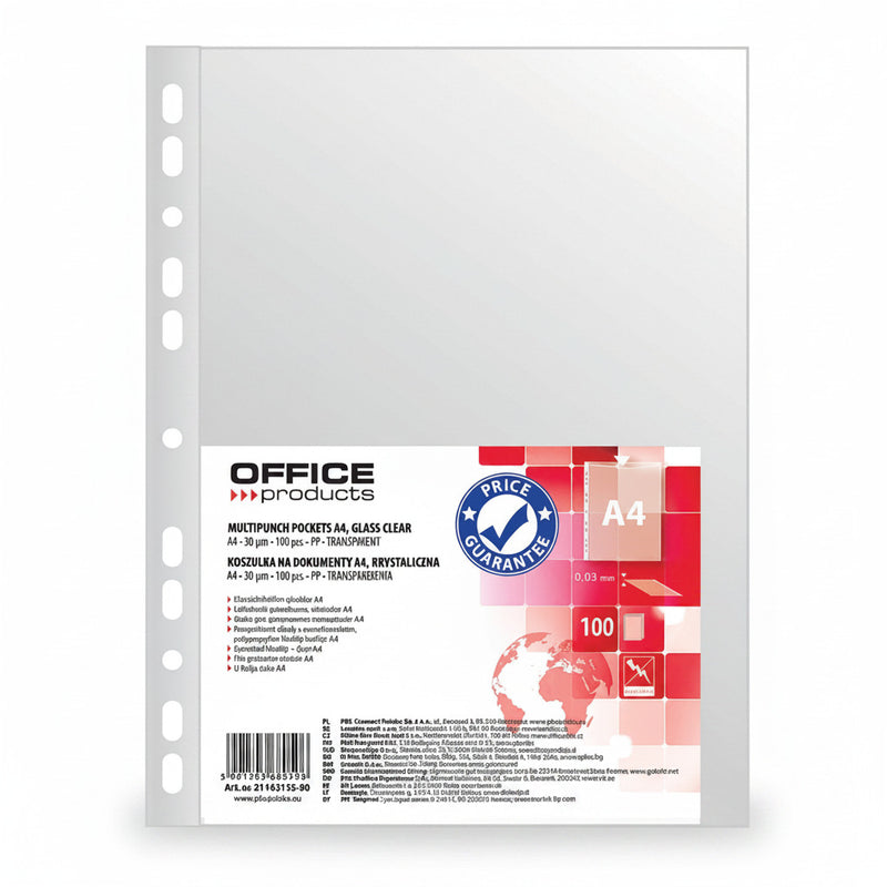 Folii Protecție A4 Cristal, 30 Microni, 100/set - Office Products