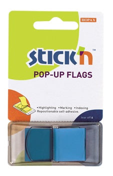 Film Index Autoadeziv Pop-up 45 x 25 mm, 50 File/Set, cu Dispenser Stick'n Albastru