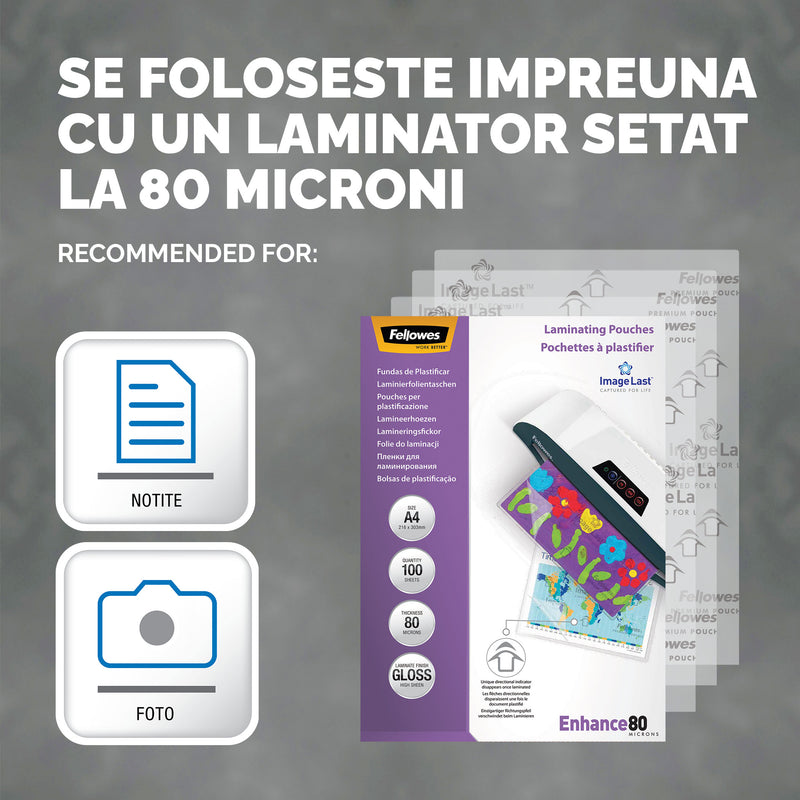 Folie Laminare ImageLast A4 80 microni 100 buc Fellowes