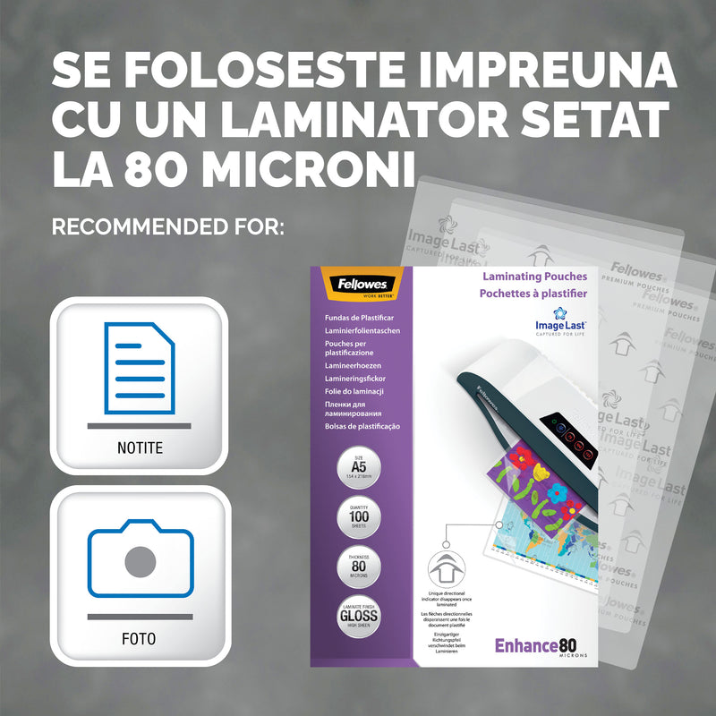 Folie Laminare ImageLast A5 80 microni 100 buc Fellowes