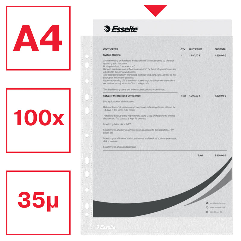 Folii Protecție A4, 38 Microni, 100/set - Esselte