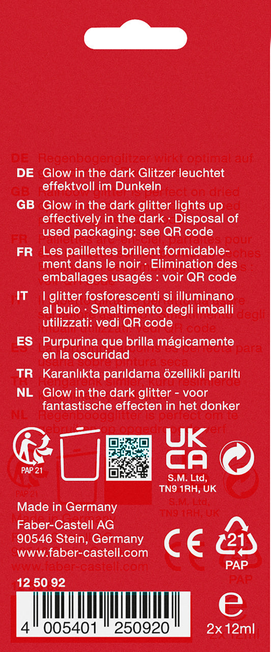 Glitter Glow in the Dark 2 x 12 ml Faber-Castell