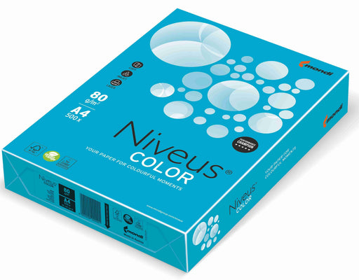 Hârtie copiator color Albastru Aqua Intens, Niveus, format A4, 80g, top 500 coli