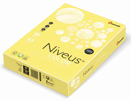 Hârtie copiator color Galben Lămâie Trend, Niveus, format A4, 80g, top 500 coli