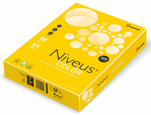 Hârtie copiator color Galben Muștar Intens, Niveus, format A4, 80g, top 500 coli