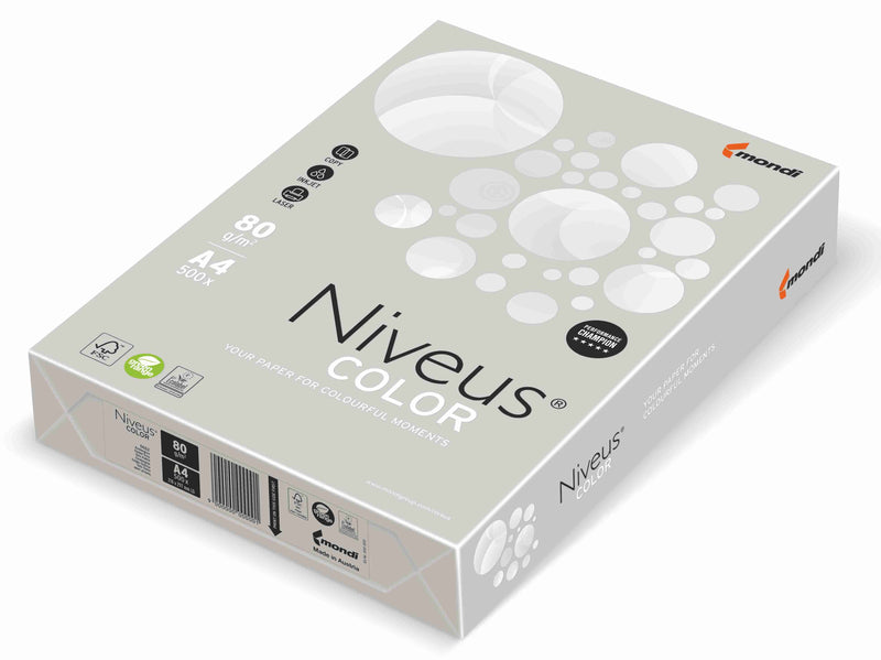 Hârtie copiator color Gri Scoică Pal, Niveus, format A4, 80g, top 500 coli