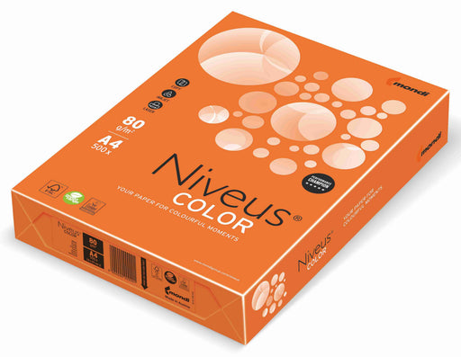 Hârtie copiator color Portocaliu Intens, Niveus, format A4, 80g, top 500 coli