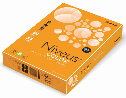 Hârtie copiator color Portocaliu Mandarin Intens, Niveus, format A4, 80g, top 500 coli