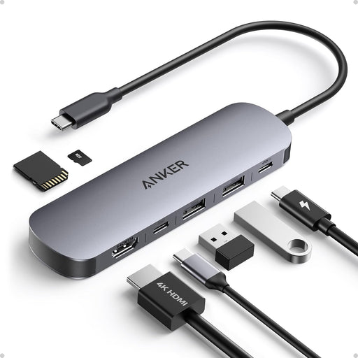 Hub USB-C Nano 7-in-1 HDMI 4K 60Hz USB-C USB-A SD TF PD 85W Gri - Anker
