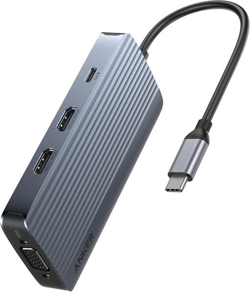Hub USB-C 8-in-1 Triple Display HDMI 4K VGA Docking Station Gri - Anker