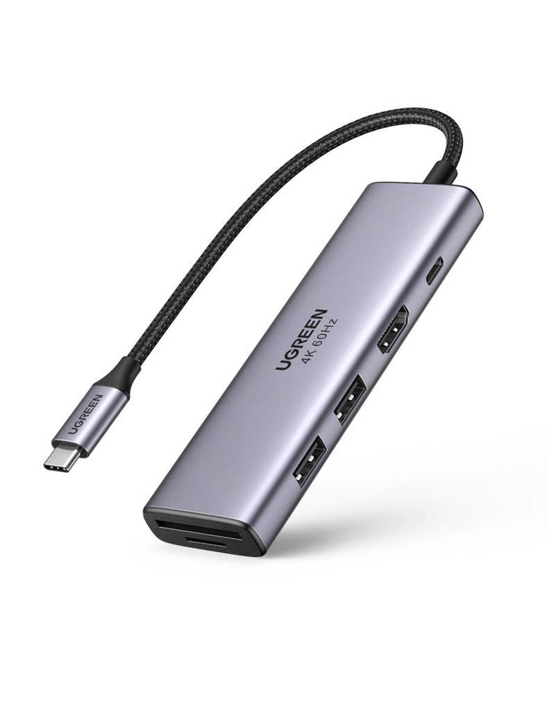 Hub USB-C Ugreen CM511 6-in-1 HDMI 4K@60Hz 2x USB-A SD/TF PD 100W gri