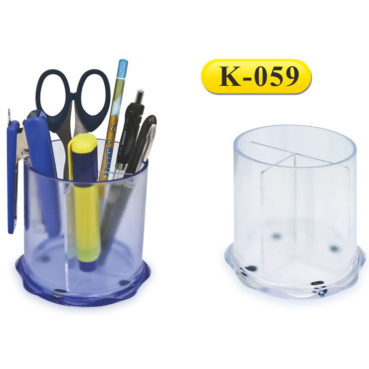 Suport Plastic pentru Instrumente de Scris, Cilindric, 97 x 104mm, Kejea - Transparent Mat, Kejea