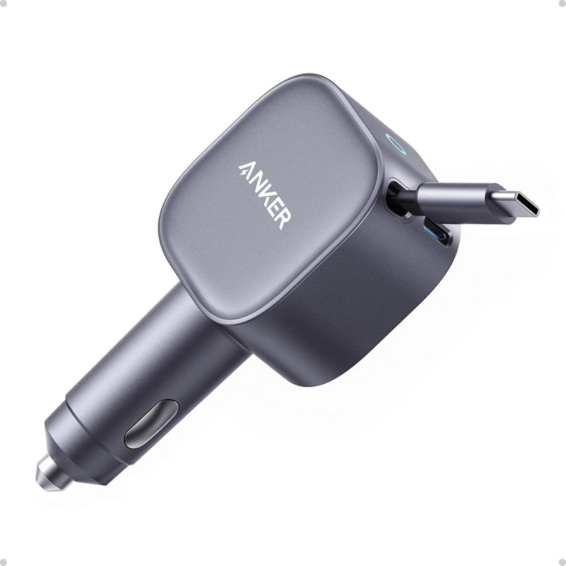 Încărcător Auto Nano 75W Cablu USB-C Retractabil Negru Anker