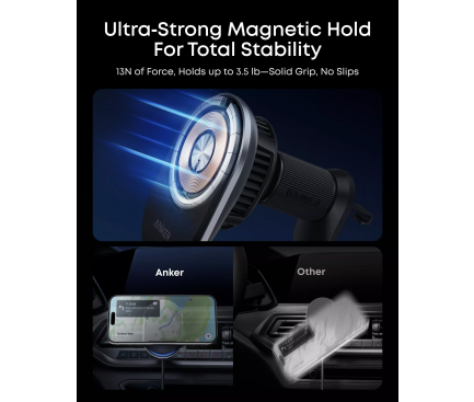 Incarcator Auto Wireless Anker Prime MagGo AirCool Qi2 25W negru