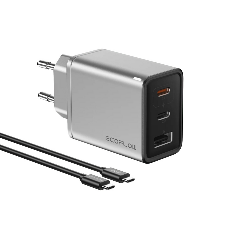 Încărcător Rețea GaN 65W 2x USB-C 1x USB-A Cablu Inclus EcoFlow