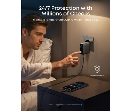 Incarcator Retea Anker Smart Display 100W 2x USB-C 1x USB-A gri