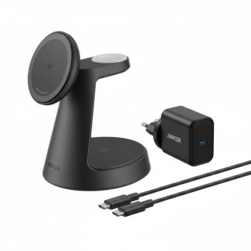 Încărcător Wireless MagGo 3-in-1 Qi2 15W Cablu și Adaptor Incluse Negru Anker