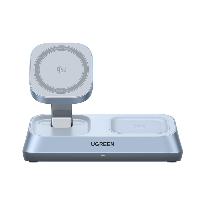 Incarcator wireless magnetic Ugreen W711 3-in-1 Qi2 25W albastru