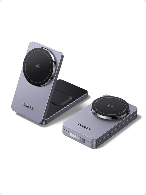 Incarcator wireless Ugreen W706 2-in-1 Qi2 15W MagSafe gri