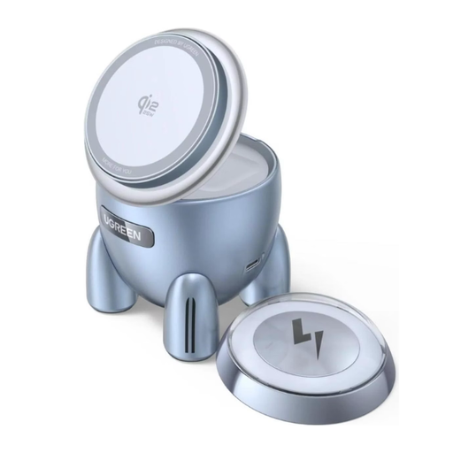 Incarcator wireless Ugreen UNO Rocket W713 2-in-1 Qi2 25W albastru