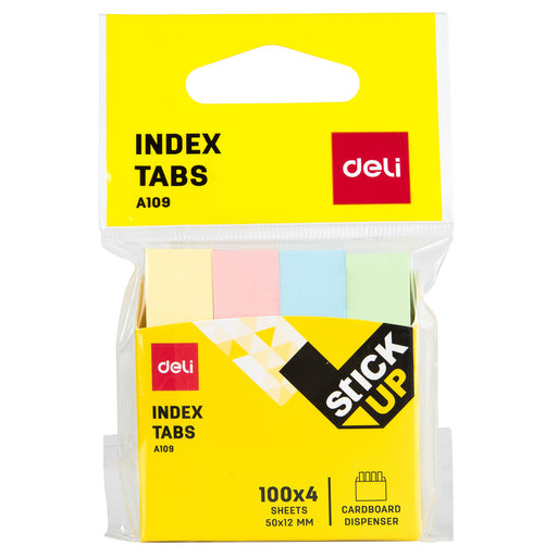 Index Adeziv Hârtie 12x50 mm, 4 Culori, 100 File - Deli