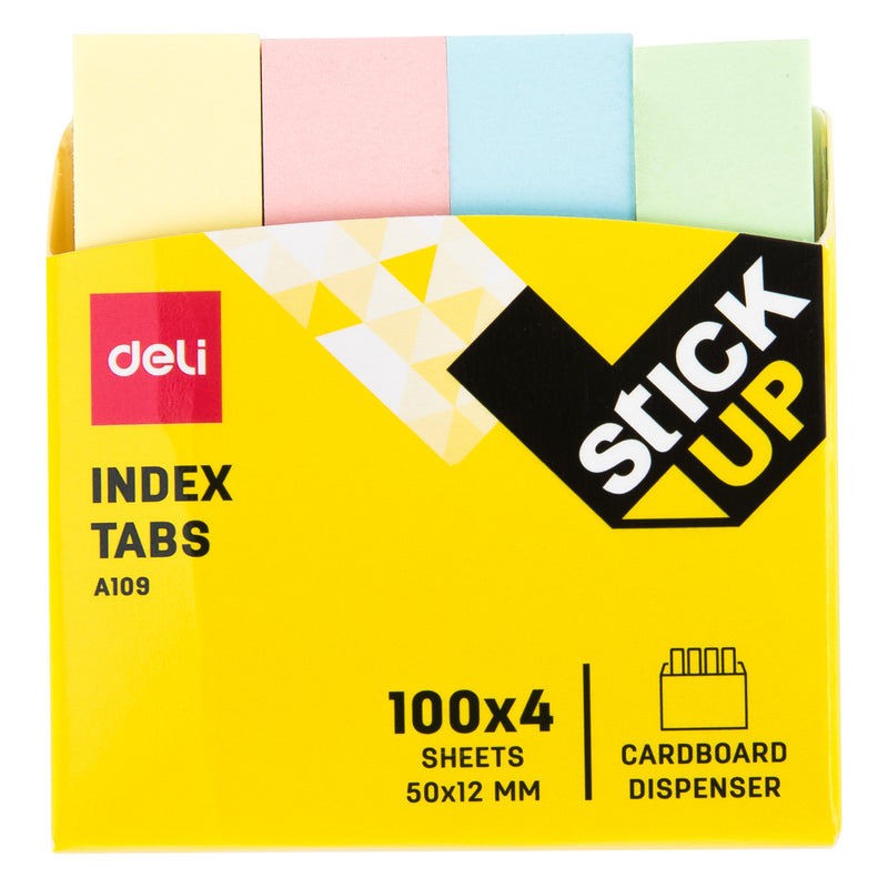 Index Adeziv Hârtie 12x50 mm, 4 Culori, 100 File - Deli