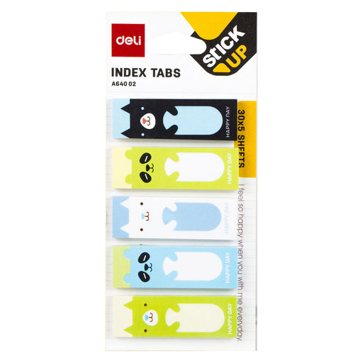 Index Adeziv Hârtie 15x45 mm, 30 File, 5 Modele Animale și Buline - Deli