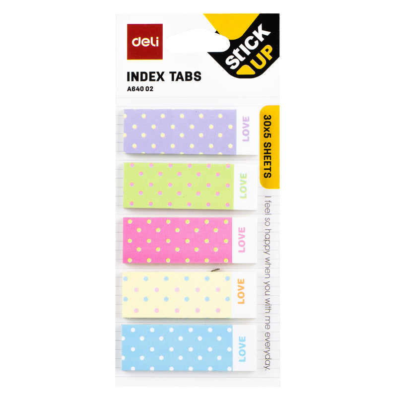 Index Adeziv Hârtie 15x45 mm, 30 File, 5 Modele Animale și Buline - Deli