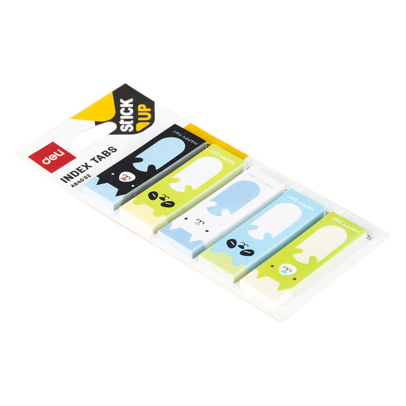 Index Adeziv Hârtie 15x45 mm, 30 File, 5 Modele Animale și Buline - Deli