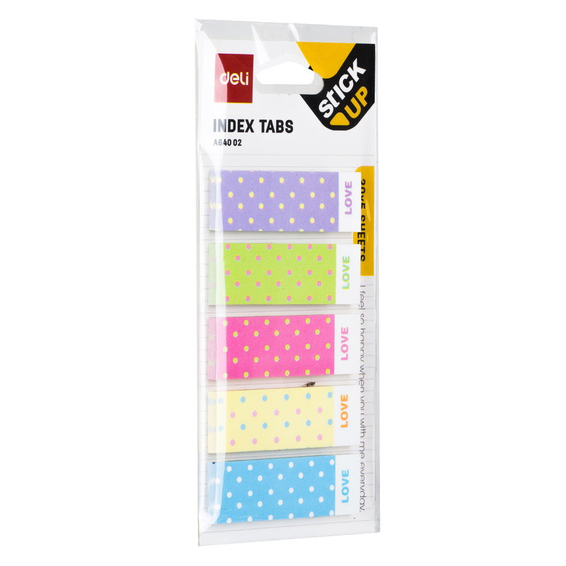 Index Adeziv Hârtie 15x45 mm, 30 File, 5 Modele Animale și Buline - Deli