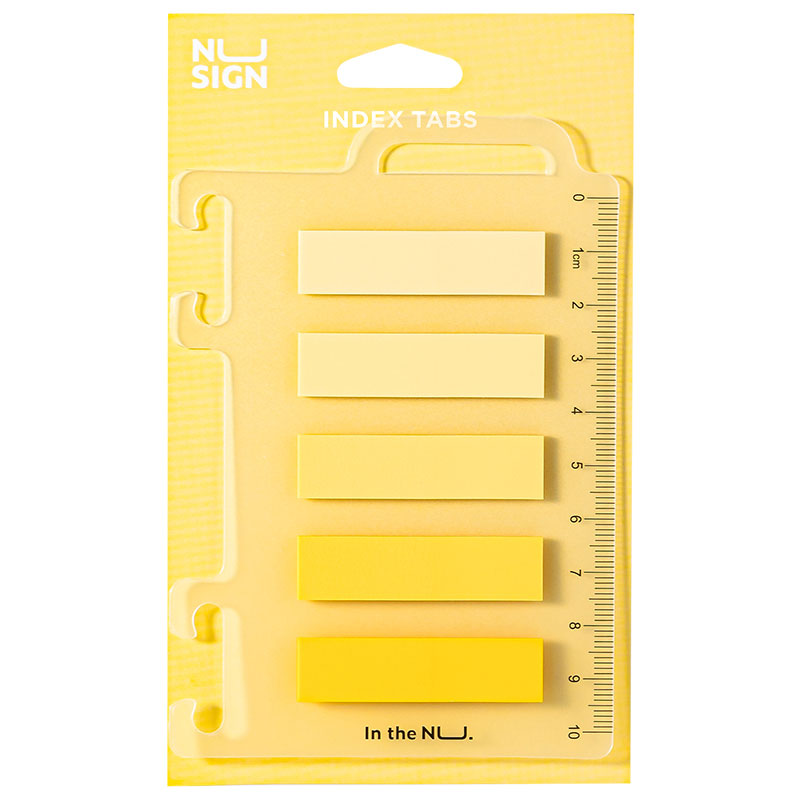 Index Adeziv Plastic 12x44 mm, 5 Culori Galben, 20 File, cu Riglă Nusign - Deli