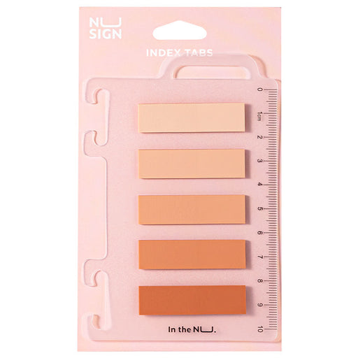 Index Adeziv Plastic 12x44 mm, 5 Culori Roz, 20 File, cu Riglă Nusign - Deli