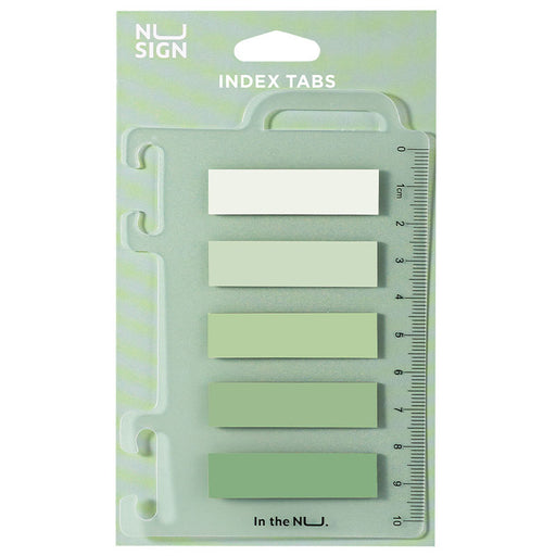 Index Adeziv Plastic 12x44 mm, 5 Culori Verde, 20 File, cu Riglă Nusign - Deli