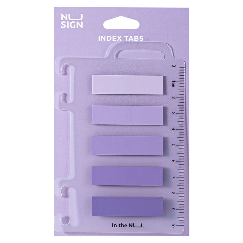Index Adeziv Plastic 12x44 mm, 5 Culori Violet, 20 File, cu Riglă Nusign - Deli