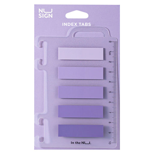 Index Adeziv Plastic 12x44 mm, 5 Culori Violet, 20 File, cu Riglă Nusign - Deli