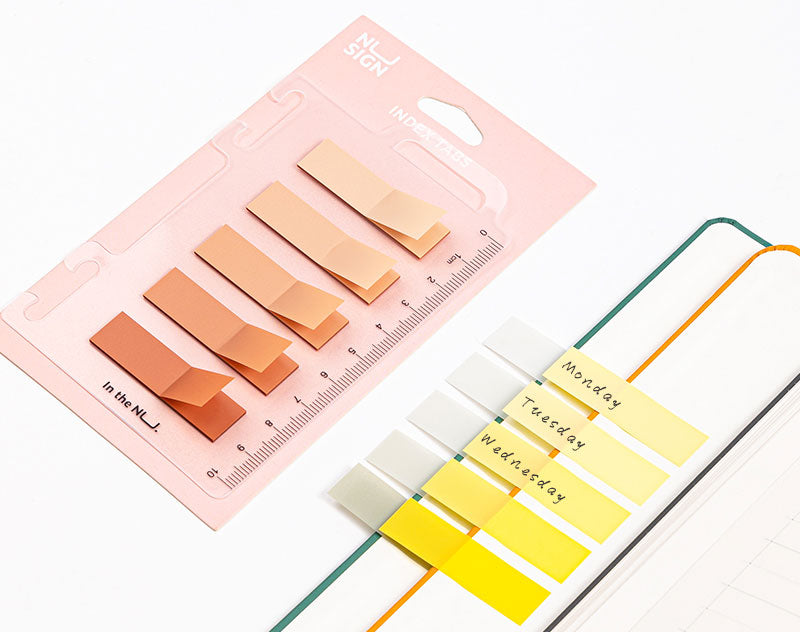 Index Adeziv Plastic 12x44 mm, 5 Culori Violet, 20 File, cu Riglă Nusign - Deli