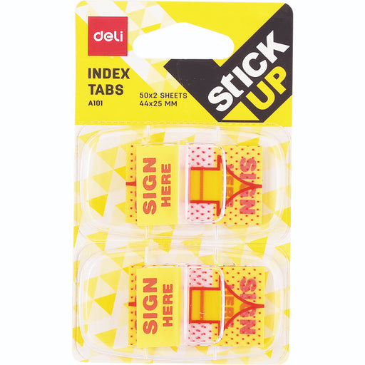 Index Adeziv Plastic 25x44 mm "Semnează Aici", 2x50 File - Deli