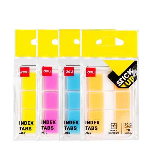 Index Adeziv Plastic Set 2x38x18 + 1x38x25 mm, Diverse Culori, 20 File - Deli
